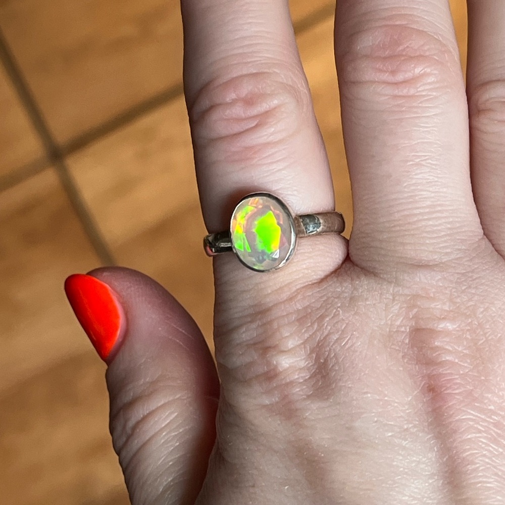Sterling silver opal ring
